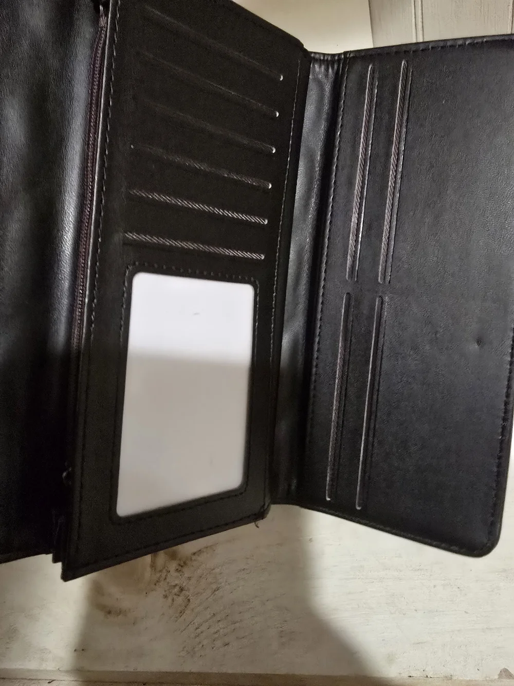 Ello Black Quilted Long Wallet with ID Window